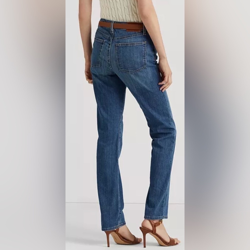 Ralph Lauren Blue Straight Leg Jeans Mid-Rise Size 14P x 29 - Picture 4 of 11